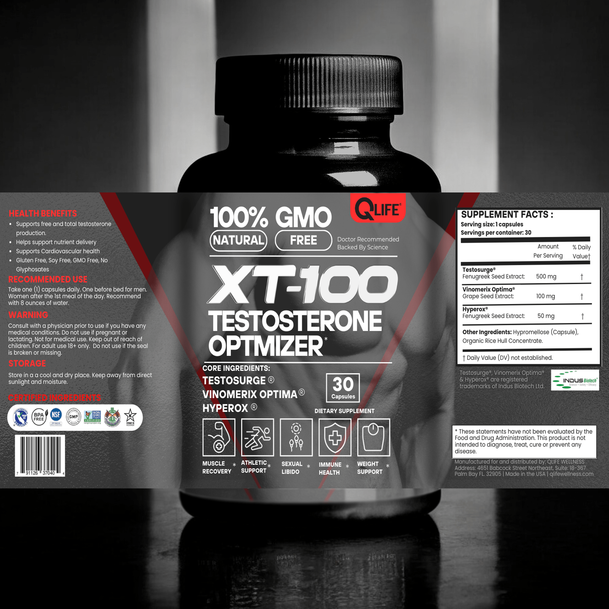 XT - 100 Testosterone Optimizer - QLIFE Wellness